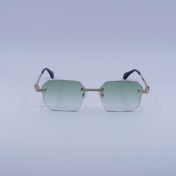 Palm Angels PERI10G QUARTZ 7654 Sunglasses Gold Geometric Frame, Green Lenses - Picture 3 of 11